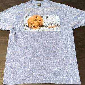 Durango Colorado Mountain Graphic Tee - Light Blue